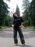 DAXUEN Oversized Heavyweight Front-Text Tee — model photo