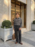 DAXUEN black and brown plaid relaxed-fit shirt — model photo