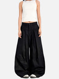 DAXUEN black barrel-cut wide-leg trousers