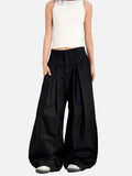DAXUEN black barrel-cut wide-leg trousers