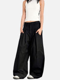 DAXUEN black barrel-cut wide-leg trousers