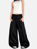 DAXUEN black barrel-cut wide-leg trousers