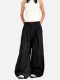 DAXUEN black barrel-cut wide-leg trousers