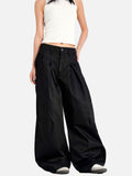 DAXUEN black barrel-cut wide-leg trousers