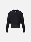Black Cable Knit Sweater with Embroidery