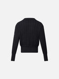 Black Cable Knit Sweater with Embroidery
