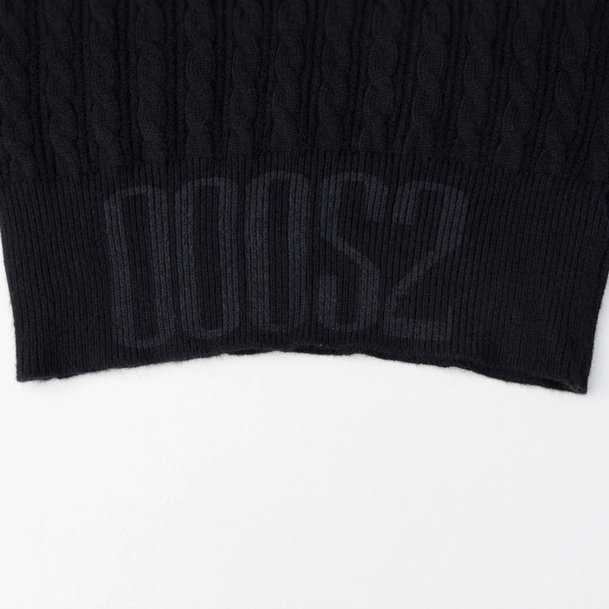 Black Cable Knit Sweater with Embroidery