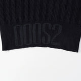 Black Cable Knit Sweater with Embroidery