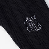 Black Cable Knit Sweater with Embroidery