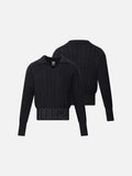 Black Cable Knit Sweater with Embroidery