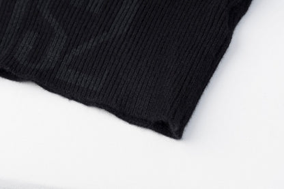 Black Cable Knit Sweater with Embroidery