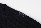 Black Cable Knit Sweater with Embroidery