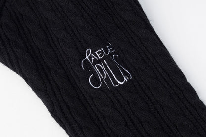 Black Cable Knit Sweater with Embroidery