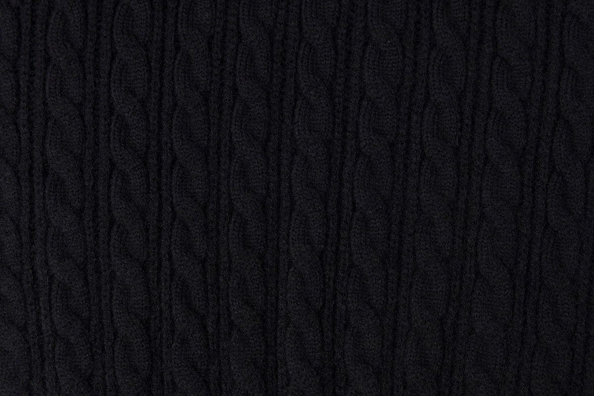 Black Cable Knit Sweater with Embroidery