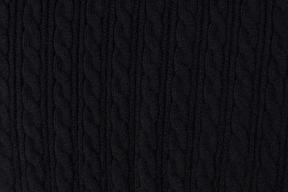 Black Cable Knit Sweater with Embroidery