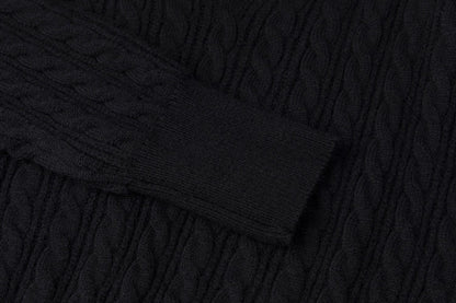 Black Cable Knit Sweater with Embroidery