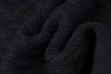 Black Cable Knit Sweater with Embroidery