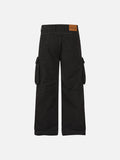 DAXUEN black cargo pants with embroidered flag and metal studs