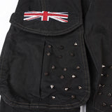 DAXUEN black cargo pants with embroidered flag and metal studs