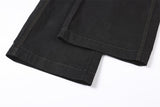 DAXUEN black cargo pants with embroidered flag and metal studs