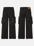 DAXUEN black cargo pants with embroidered flag and metal studs