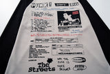 DAXUEN beige waffle knit long sleeve top with black collage graphics
