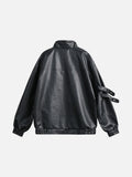 DAXUEN black crocodile-embossed faux leather jacket