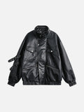 DAXUEN black crocodile-embossed faux leather jacket