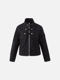 Black Cropped Jacket with Buckle Straps