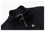DAXUEN black cropped jacket with buckled straps