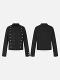 Black Cropped Military Design Jacket