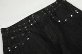 DAXUEN black wide-leg jeans with stud embellishments and star patches