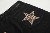 DAXUEN black wide-leg jeans with stud embellishments and star patches