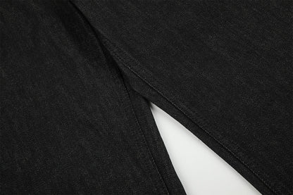 DAXUEN black wide-leg jeans with stud embellishments and star patches