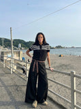 DAXUEN Black diamond jacquard short-sleeved polo shirt — model photo