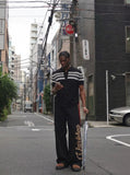 DAXUEN Black diamond jacquard short-sleeved polo shirt — model photo