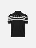 DAXUEN Black diamond jacquard short-sleeved polo shirt