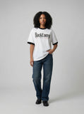 DAXUEN White short-sleeved graphic ringer t-shirt — model photo