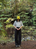 DAXUEN Grey marl short-sleeved t-shirt with graphic print — model photo