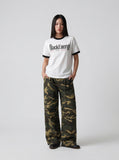 DAXUEN White ringer T-shirt with bold text and graphic — model photo