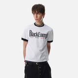 DAXUEN White ringer T-shirt with bold text and graphic