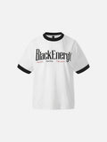 DAXUEN White ringer T-shirt with bold text and graphic