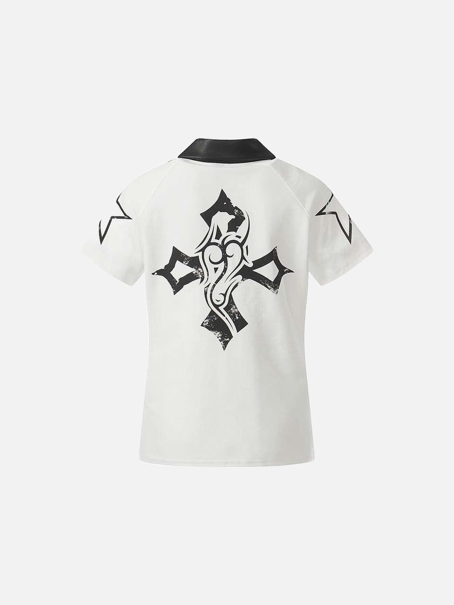 DAXUEN Short sleeve polo shirt with bold text and graphic
