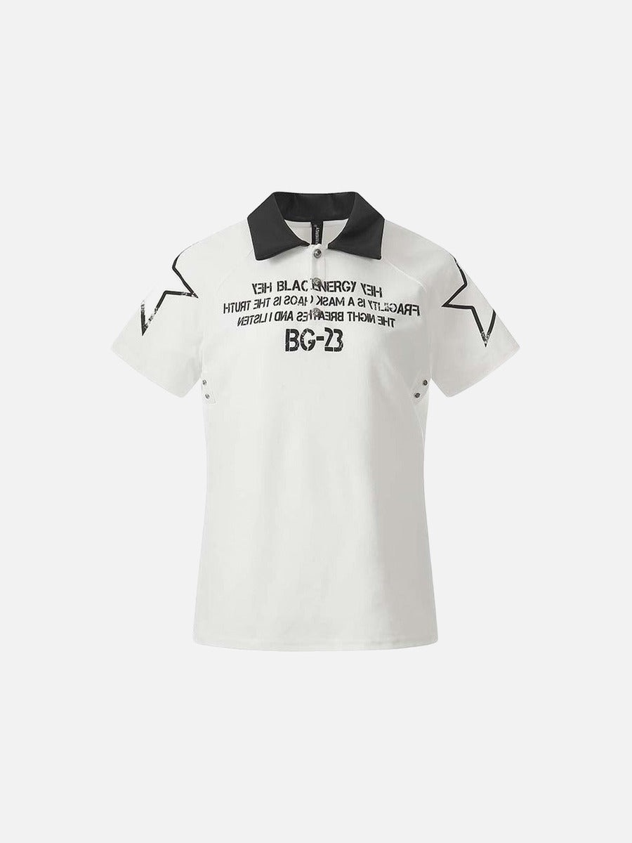 DAXUEN Short sleeve polo shirt with bold text and graphic