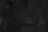DAXUEN black faux leather jacket with embossed buttons