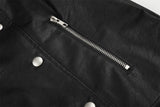 DAXUEN black faux leather motorcycle jacket with snap details