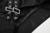 DAXUEN black faux leather motorcycle jacket with snap details