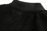 DAXUEN black oversized bomber jacket with faux leather sleeves