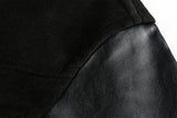 DAXUEN black oversized bomber jacket with faux leather sleeves