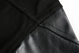 DAXUEN black oversized bomber jacket with faux leather sleeves